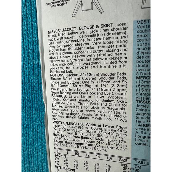 Butterick 4749 pattern evan-picone suit blazer blouse  skirt size 6 - Picture 4 of 8